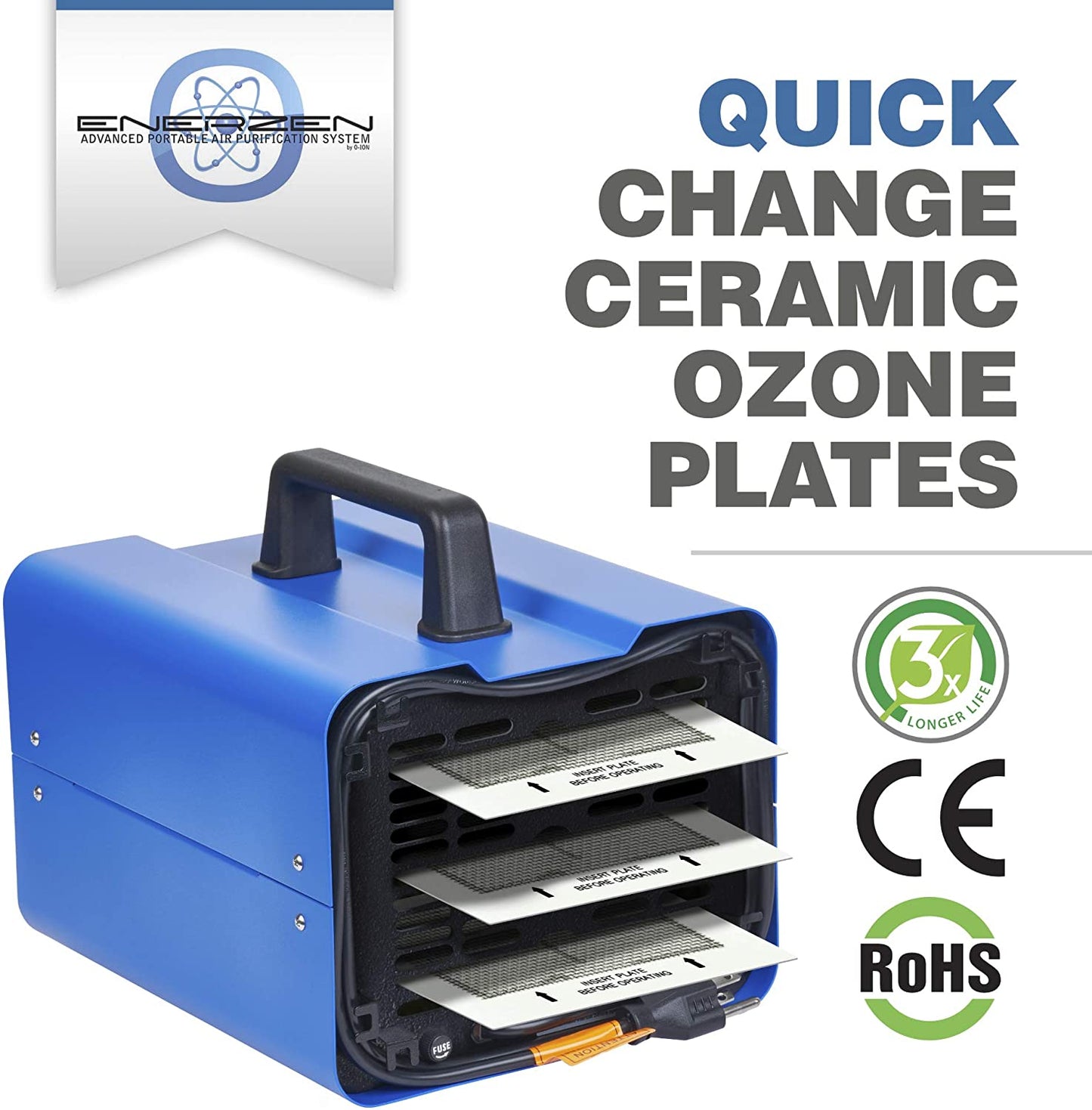 Enerzen Commercial Ozone Generator Industrial O3 Air Purifier Deodorizer Sterilizer (O-uvc3 3 Ozone Plates)