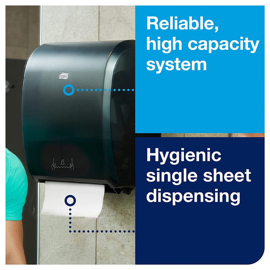 Tork 772828 Dispensador mecánico de Papel para Toallas de Mano, 16 Pulgadas de Ancho x 12.3 Pulgadas de Largo x 9.3 Pulgadas de Profundidad, Negro (Caja de 1 dispensador)