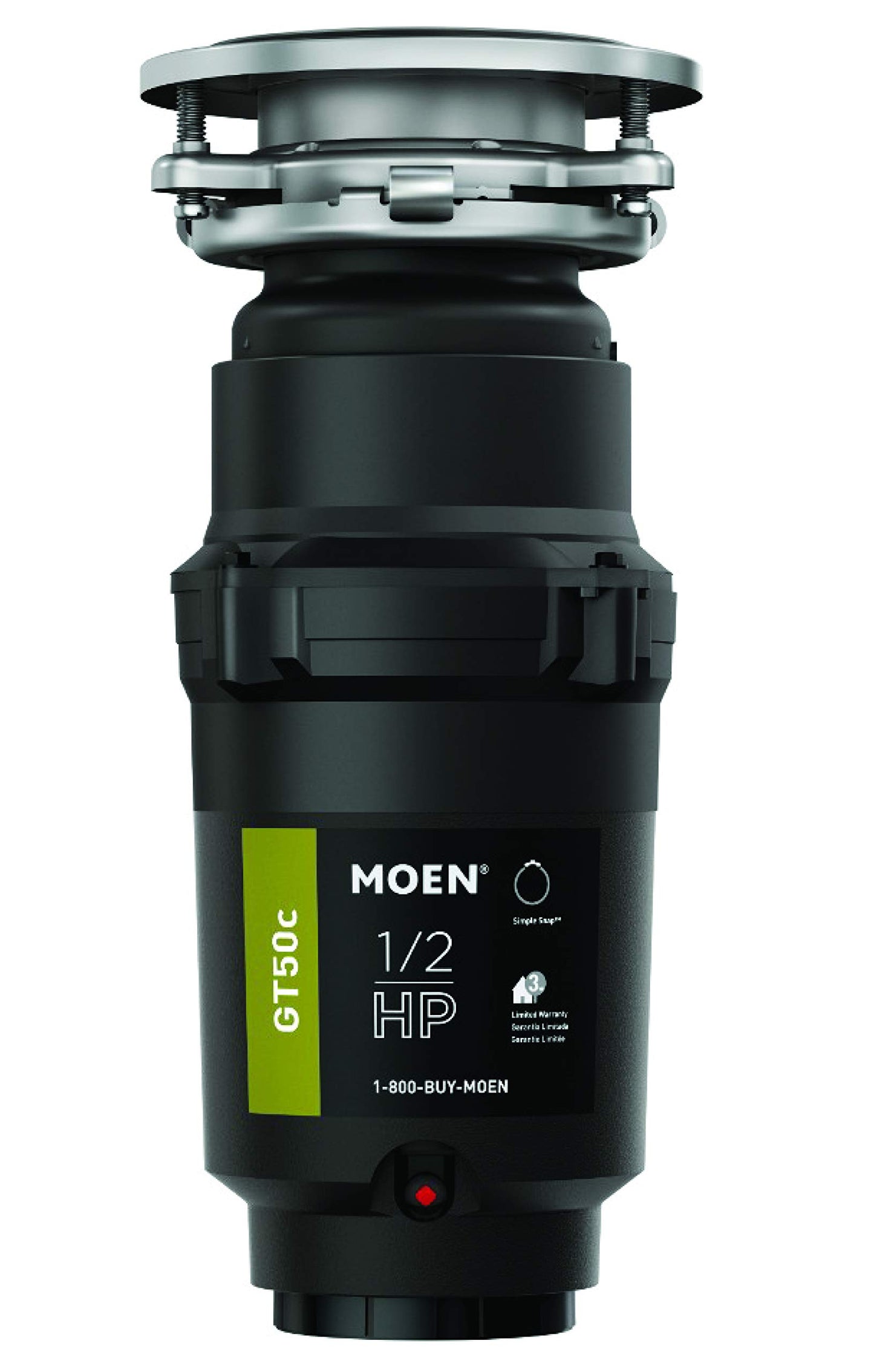 Moen GT50C Prep Series 1/2 caballos de fuerza de alimentación continua eliminación de basura con tecnología Fast Track, cable de alimentación incluido