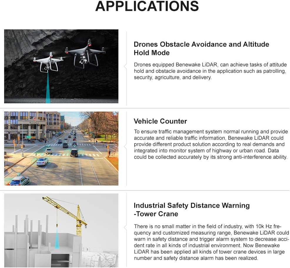 TF03-180 Sensor de tapa de largo alcance, 180 m (590 pies) Medición de distancia IP67 100 Klux Telémetro