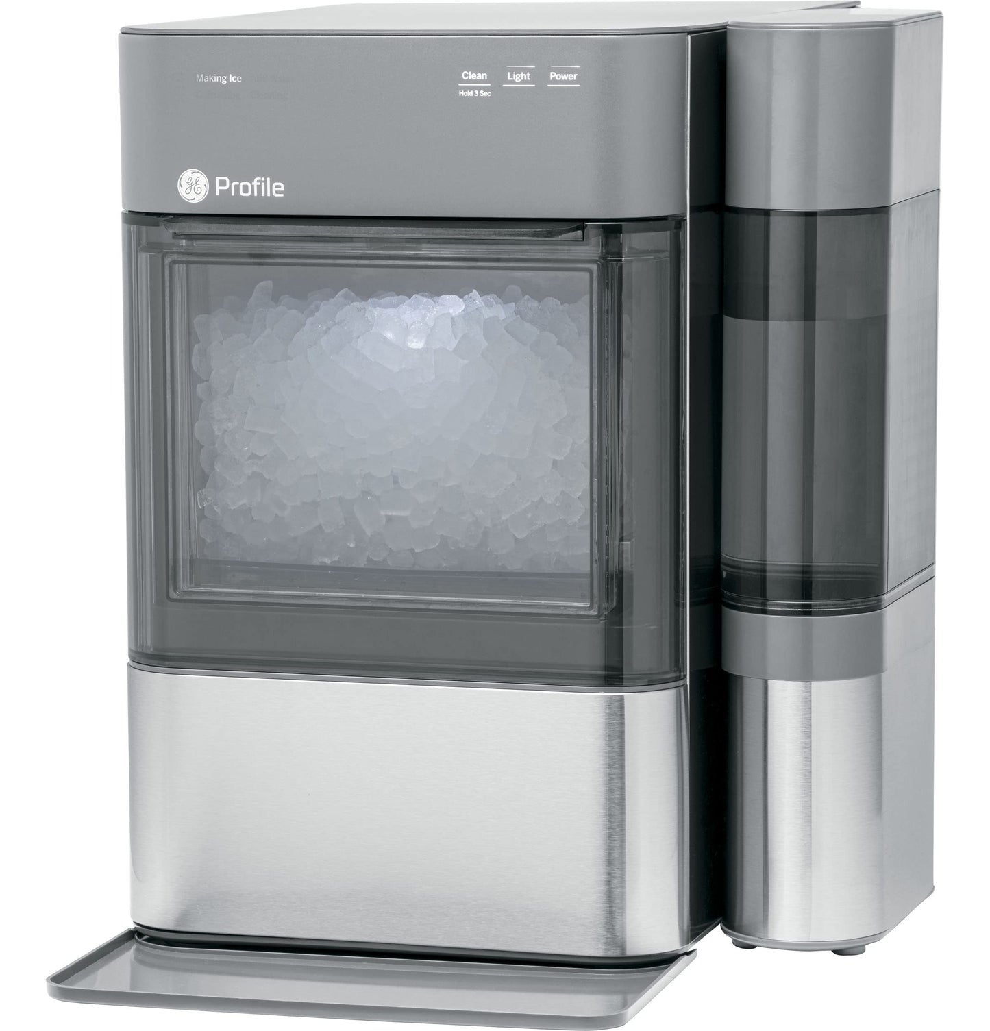 GE Profile Opal 2.0 - Máquina de hielo nugget para la encimera, con depósito lateral, máquina de hielo con conectividad WiFi, esenciales de cocina para un hogar inteligente, acero inoxidable