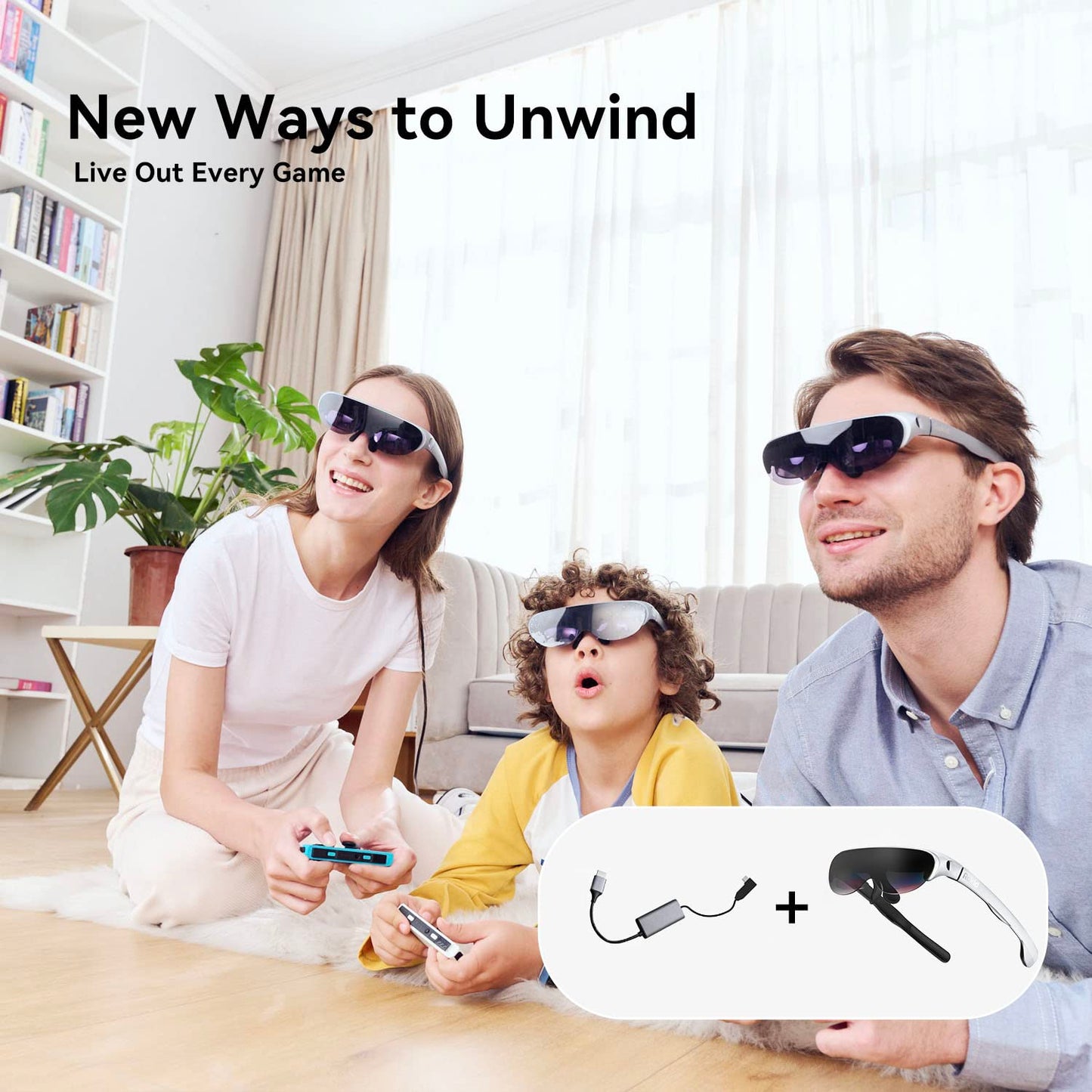 Rokid Air AR Glasses Augmented Reality Wearable Tech Headsets Smart Portable Massive Screen 1080P Dual Display,43°FoV, 55PPD