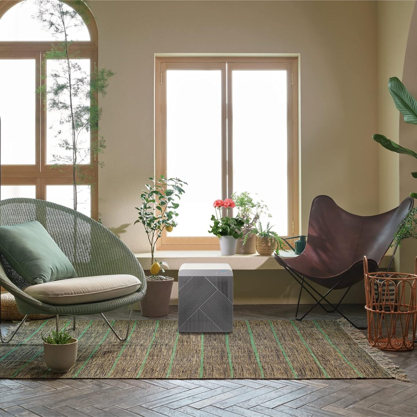 SAMSUNG BESPOKE - Purificador de aire cubo, eliminador de olores, sistema doméstico con filtración HEPA, purificación de 360 grados, modo mascota, control inteligente, atrapa el polvo, AX350A9350N, verde bosque