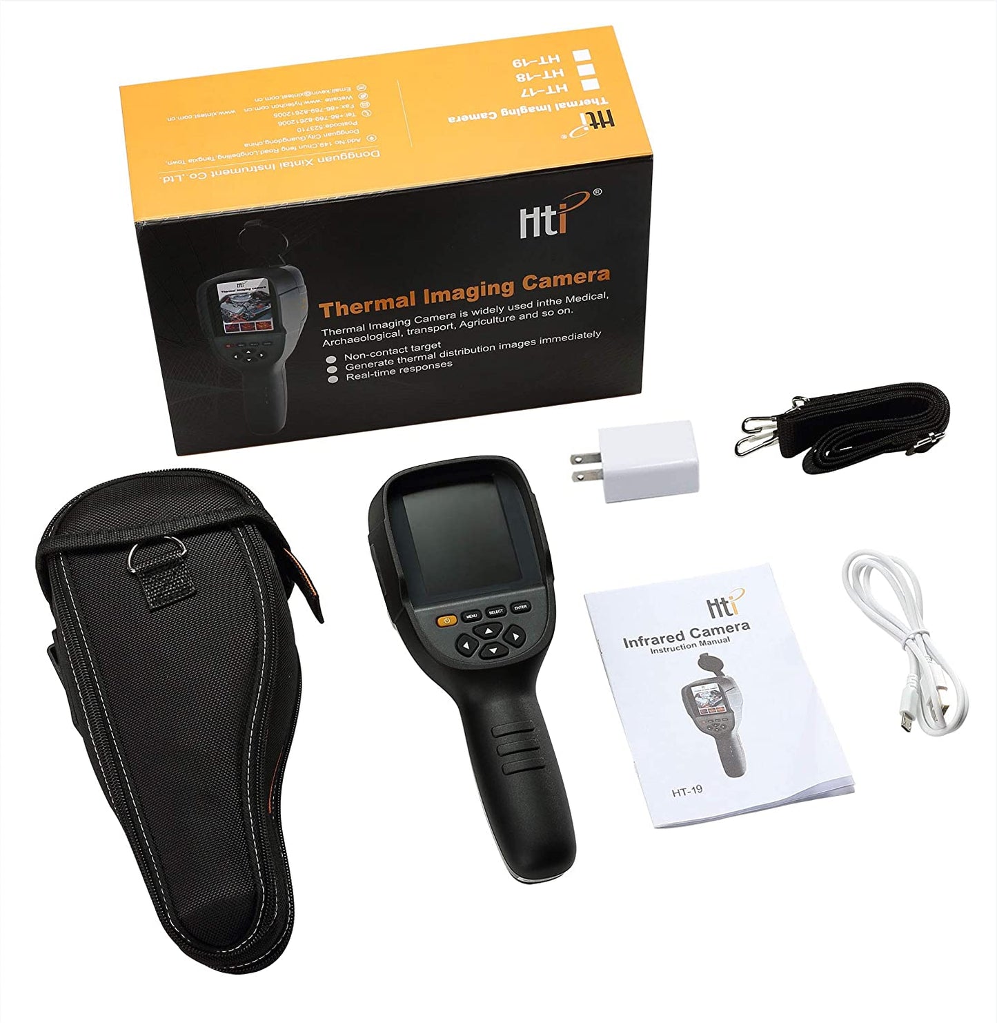 Cámara de imagen térmica infrarroja de 320 x 240 infrarrojo de alta resolución. Modelo HTI-19 con 300.000 píxeles mejorados, pantalla nítida a color de 3.2 pulgadas, batería incluida. Agarre ligero y cómodo.