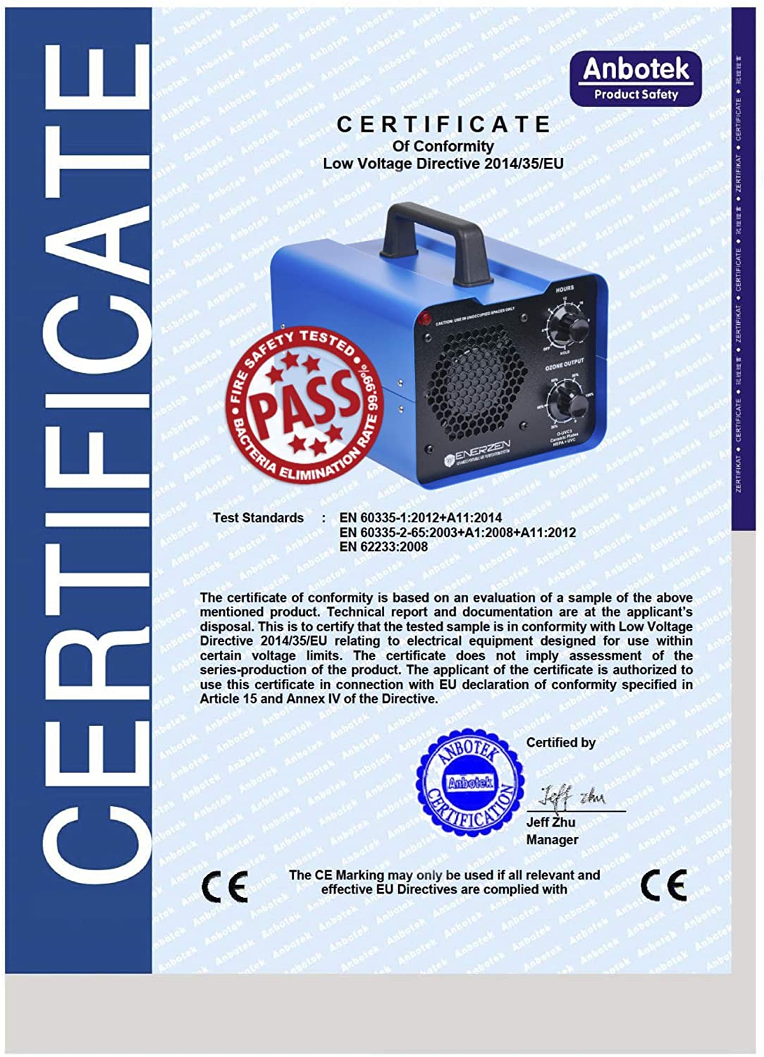 Enerzen Commercial Ozone Generator Industrial O3 Air Purifier Deodorizer Sterilizer (O-uvc3 3 Ozone Plates)