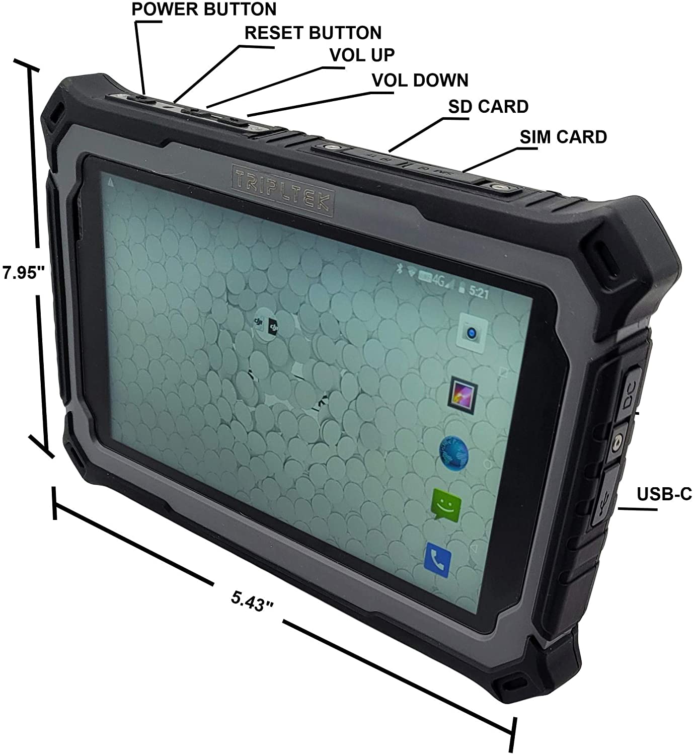 TRIPLTEK Tablet 7" High Brightness 1200 nits, 4G LTE Unlocked, 6GB/128GB, Android 8.1, 8 Core Processor, Long Battery Life 10000mah, Rugged Military Construction, Brightest Tablet on The Market.