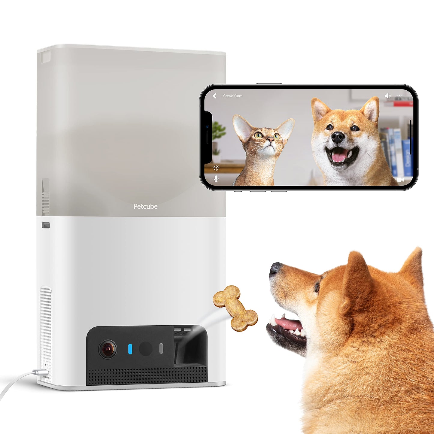 Petcube Bites 2 Lite Cámara interactiva WiFi de monitoreo de mascotas con aplicación de teléfono y dispensador de golosinas, video HD de 1080p,