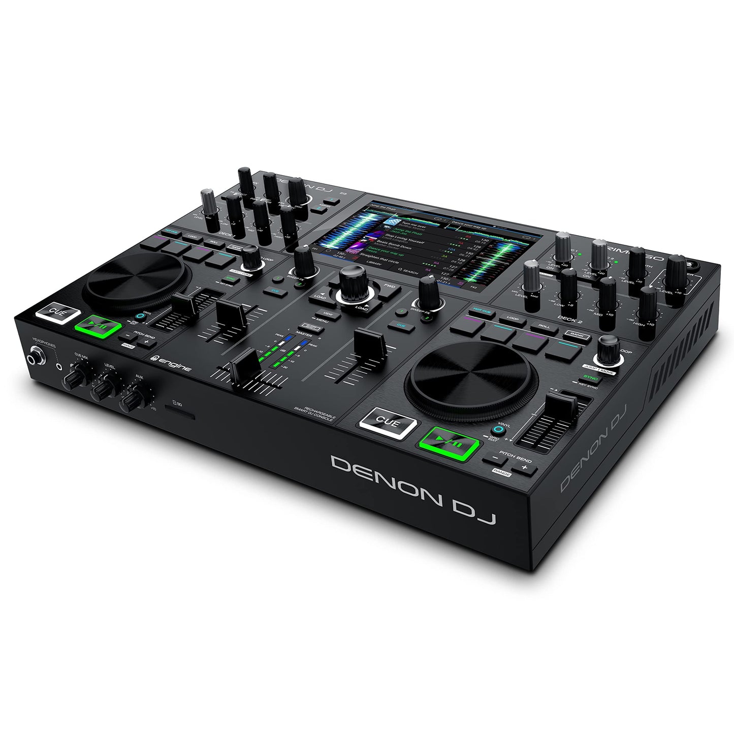 Denon DJ PRIME GO - Consola smart DJ con 2 decks, Sistema DJ portátil con streaming por wifi, pantalla táctil HD de 7’’ y batería recargable