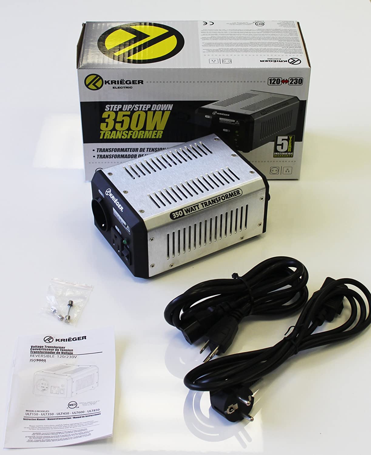 KRIËGER Transformador de Voltaje de 1150 vatios, convertidor de Voltaje Paso a Paso de 110 / 120V a 220 / 240V, Aprobado por Met según UL, CSA
