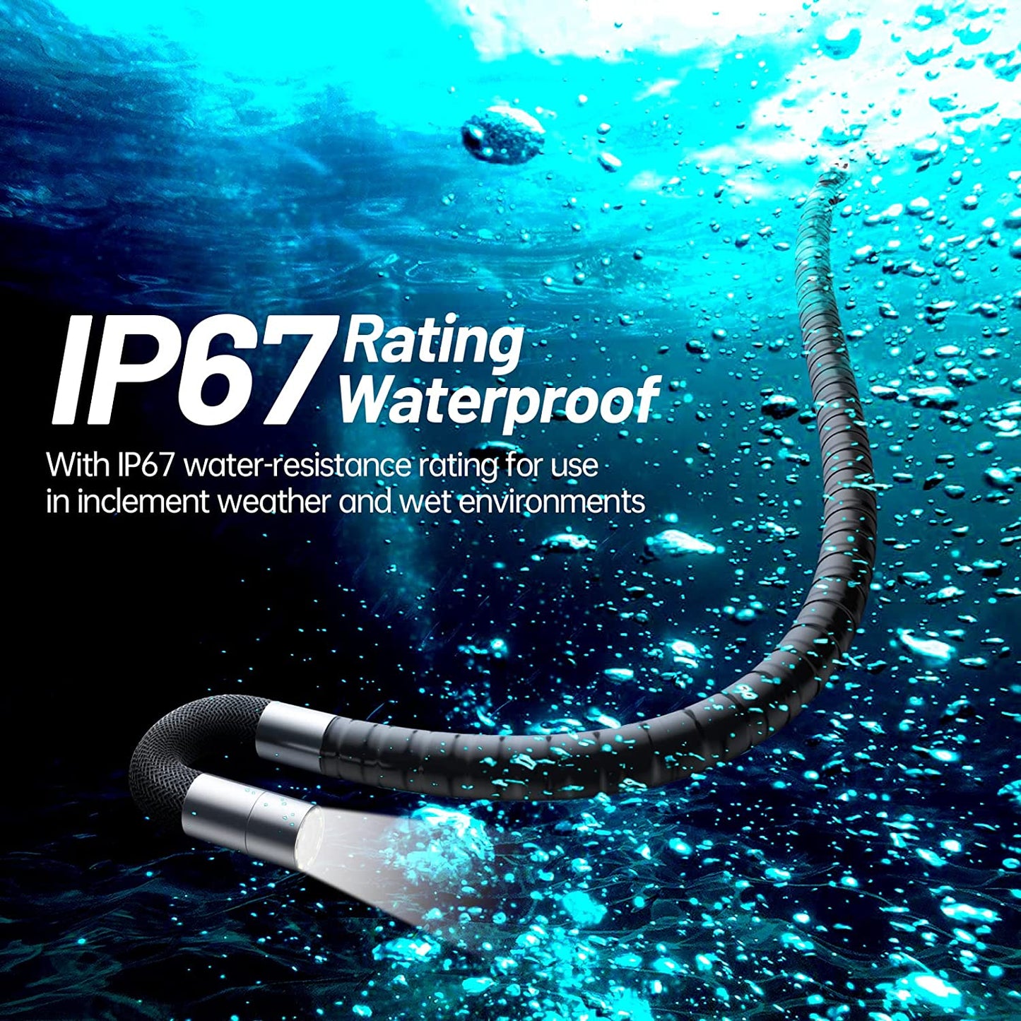 Teslong TD500 Boroscopio articulado, cámara de inspección de endoscopio IPS de 5" con cabezal de articulación bidireccional, alcance de fibra óptica mecánica de 0.33
