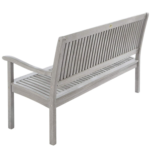 Banco de jardín Ultranatura Canberra Series de 3 plazas - Madera de eucalipto con clase y alta calidad con certificación FSC - 60 x 26 x 34 pulgadas (152 x 66 x 86 cm), gris