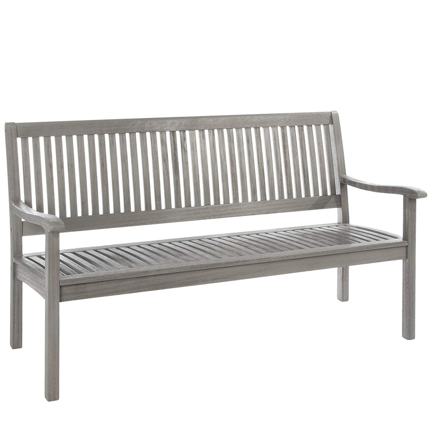 Banco de jardín Ultranatura Canberra Series de 3 plazas - Madera de eucalipto con clase y alta calidad con certificación FSC - 60 x 26 x 34 pulgadas (152 x 66 x 86 cm), gris