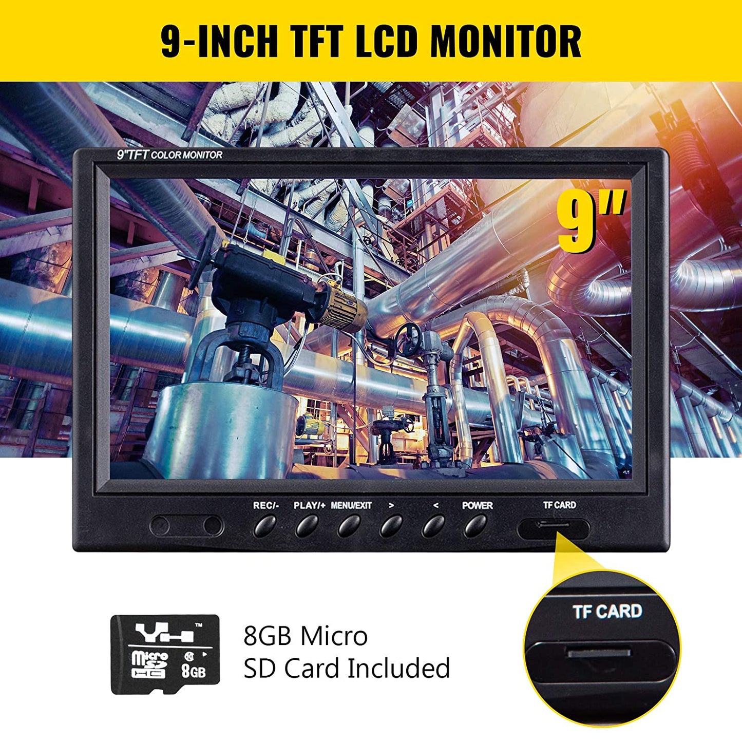 Mophorn Cámara de alcantarillado de 300 pies de tubería de inspección de tuberías de 9" a color LCD equipo de inspección de tuberías IP68 boroscopio endoscopio impermeable