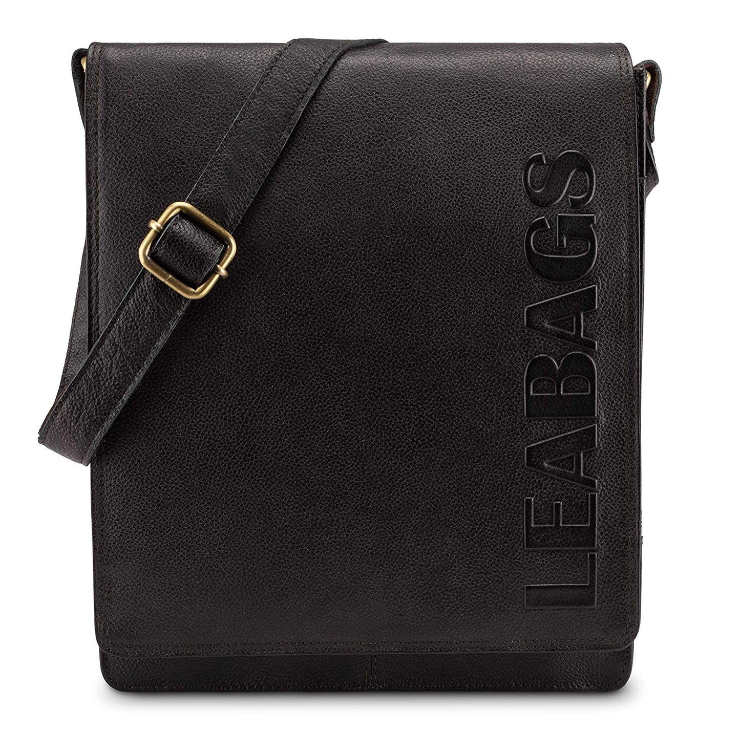Leabags London, Bolso de hombro de cuero estilo mensajero con aspecto vintage para Laptop de hasta 13 pulgadas