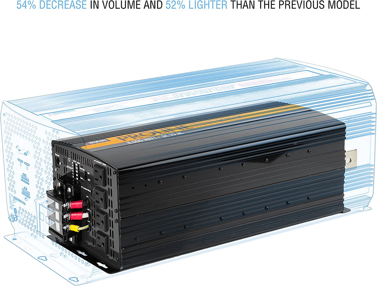 Wagan EL3748-8 ProLine 48 V 10000 W inversor de potencia, 20000 W de potencia de sobretensión, convertidor de 48V Ó 24V
