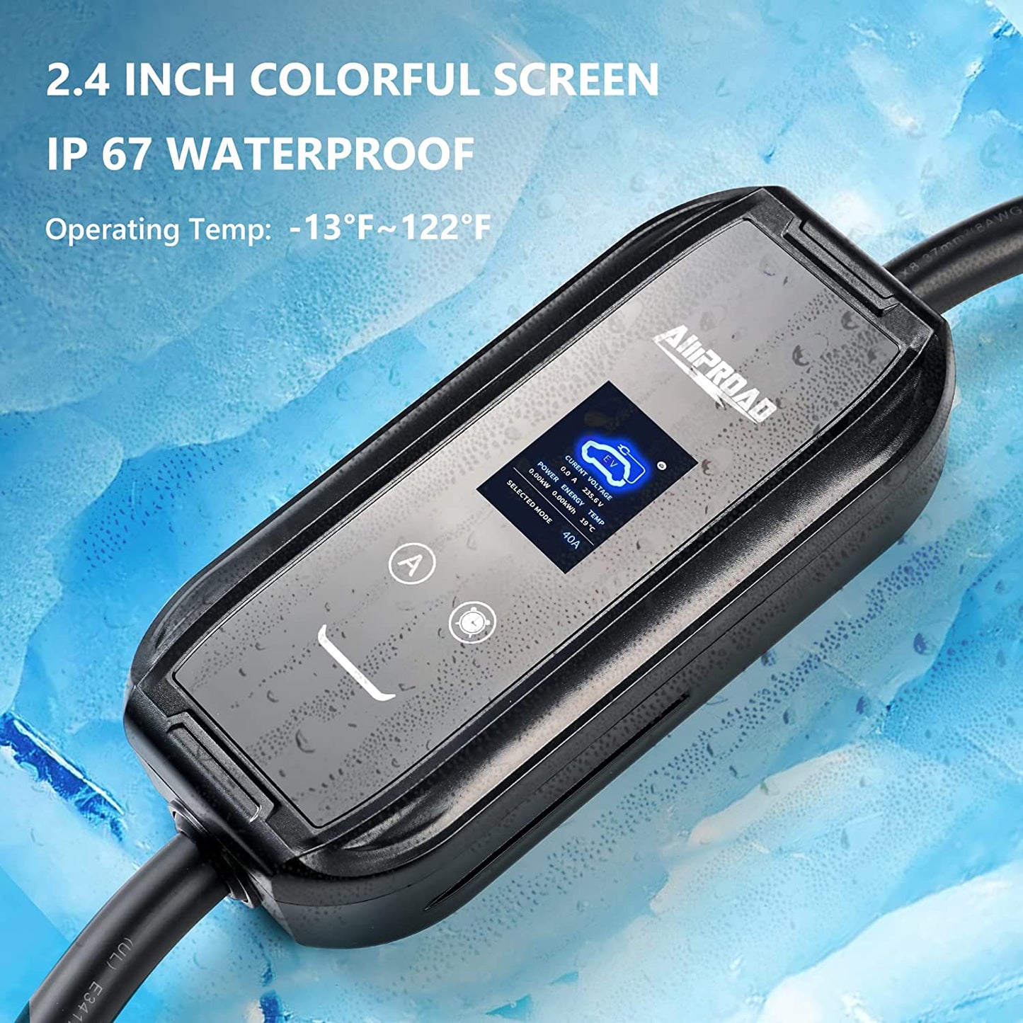 AMPROAD iFlow P9 EV - Cargador AUTO ELECTRICO nivel 2, ajustable de 40a 240V WiFi