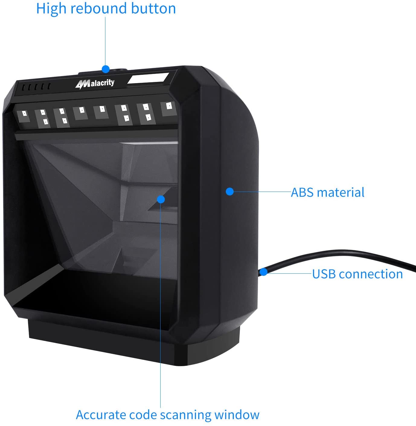 Alacrity Mini anillo de escáner de código de barras láser 1D, Bluetooth de 2.4 GHz, cable inalámbrico USB 3 en 1