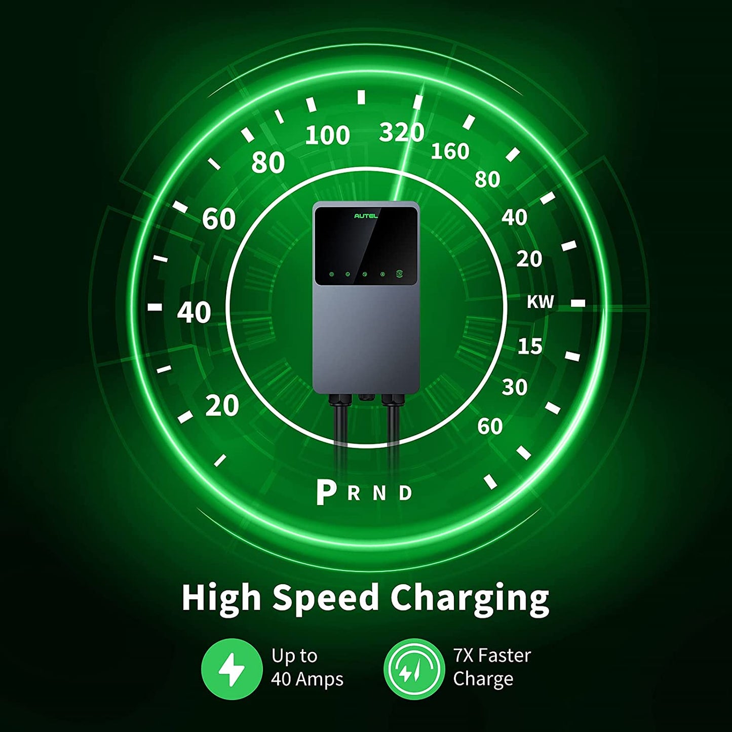 Autel MaxiCharger Cargador para vehículos eléctricos (EV), hasta 40 amperios, 240 V, nivel 2 WiFi y Bluetooth