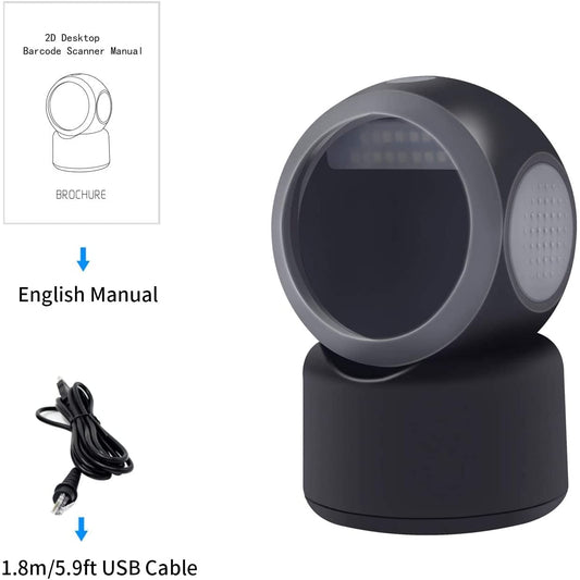 Escáner de código de barras de escritorio Alacrity 2D 1D QR, lector de código de barras con cable USB manos libres omnidireccional 3300DW