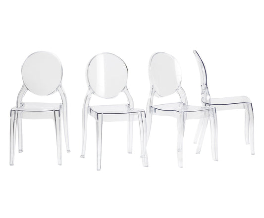 Juego de 4 sillas Fashion Commerce Italianas policarbonato, transparente -FC4695