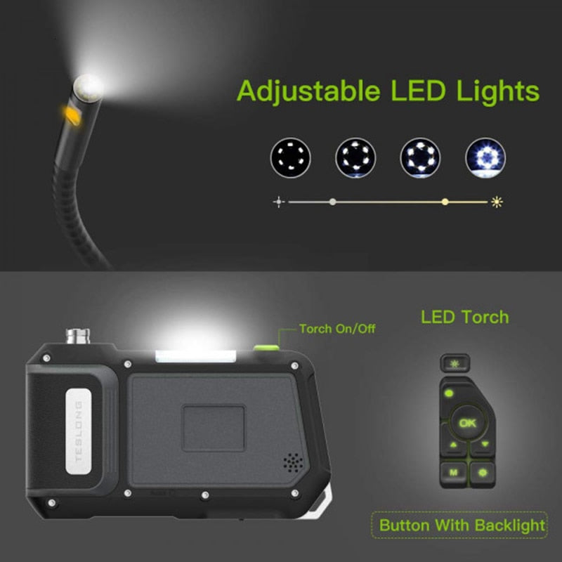 Endoscopio Industrial NTS500 5,0 con pantalla LCD de 8mm, doble lente, cámara IP67, 1080P, tubo HD, boroscopio de inspección para coche, rotación de 32GB y 360