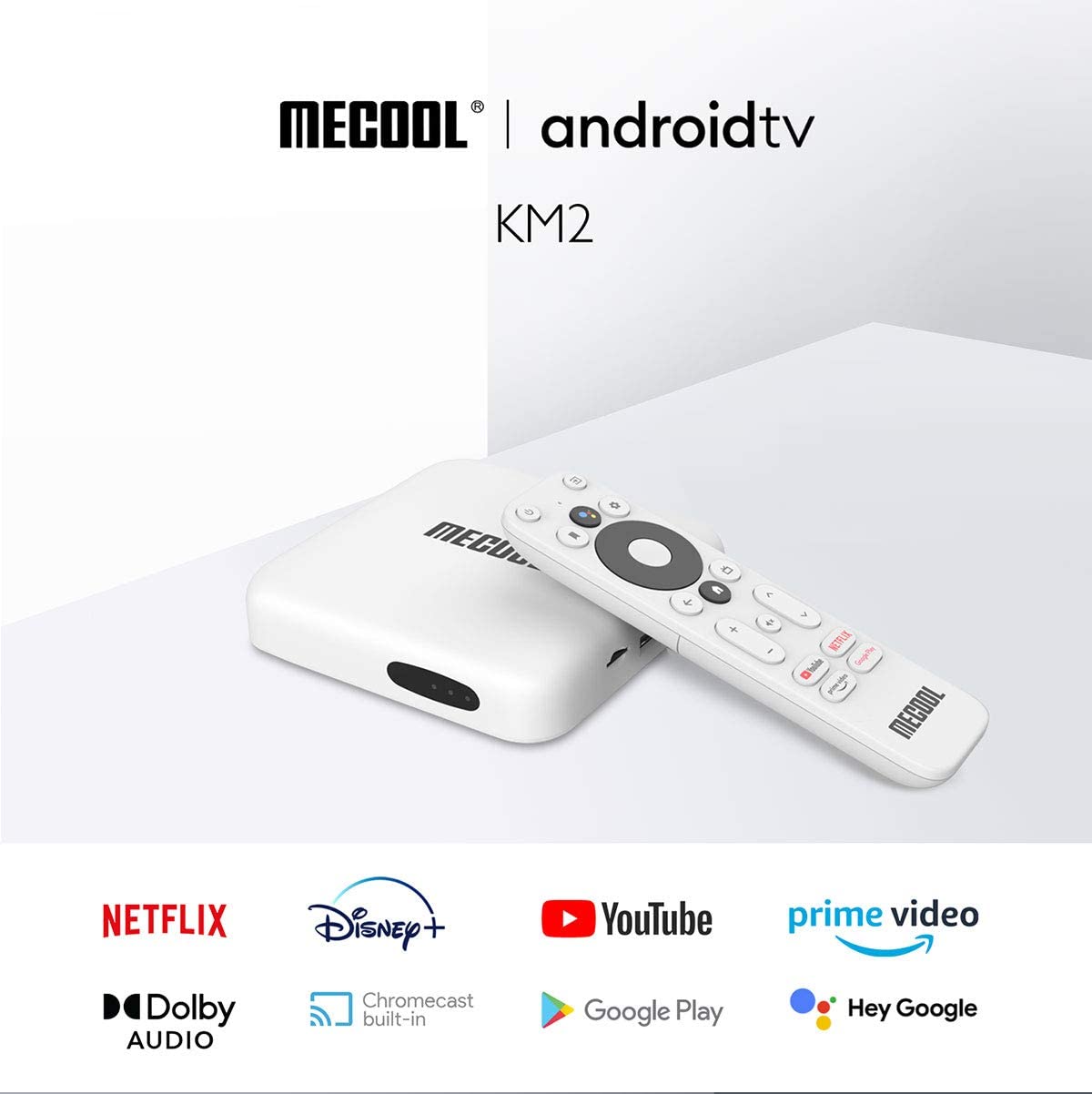 MECOOL KM2 Android TV Netflix 4K con Google Assistant Construido en 4K HDR Streaming Media Player Certificado por Google