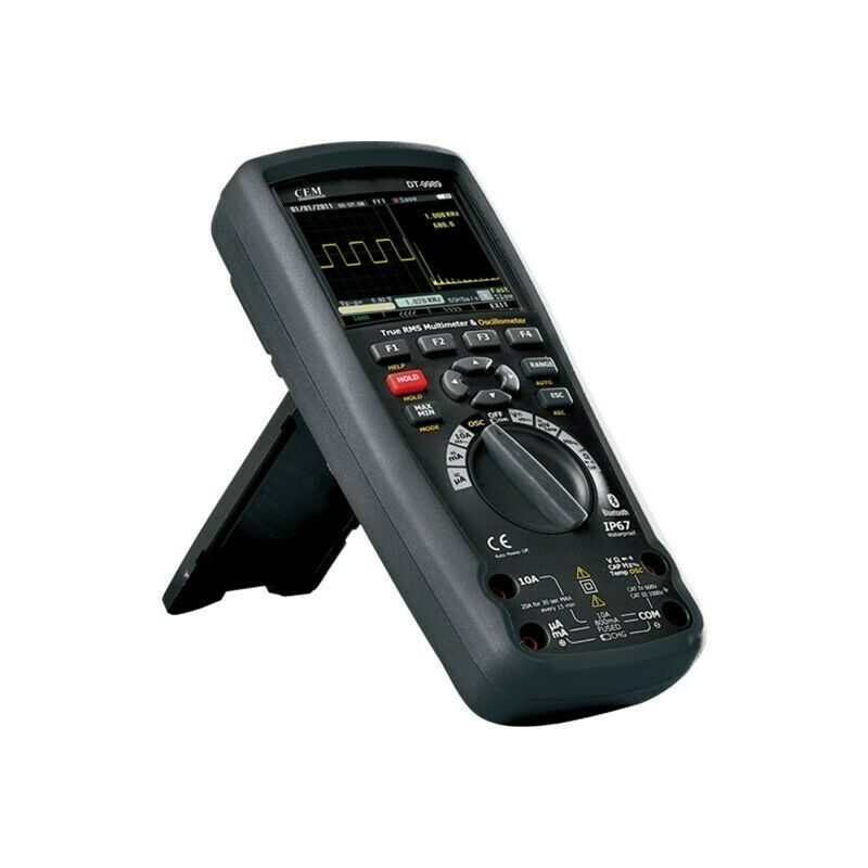 Osciloscopio multímetro industrial CEM DT-9989 True RMS con pantalla LCD a color