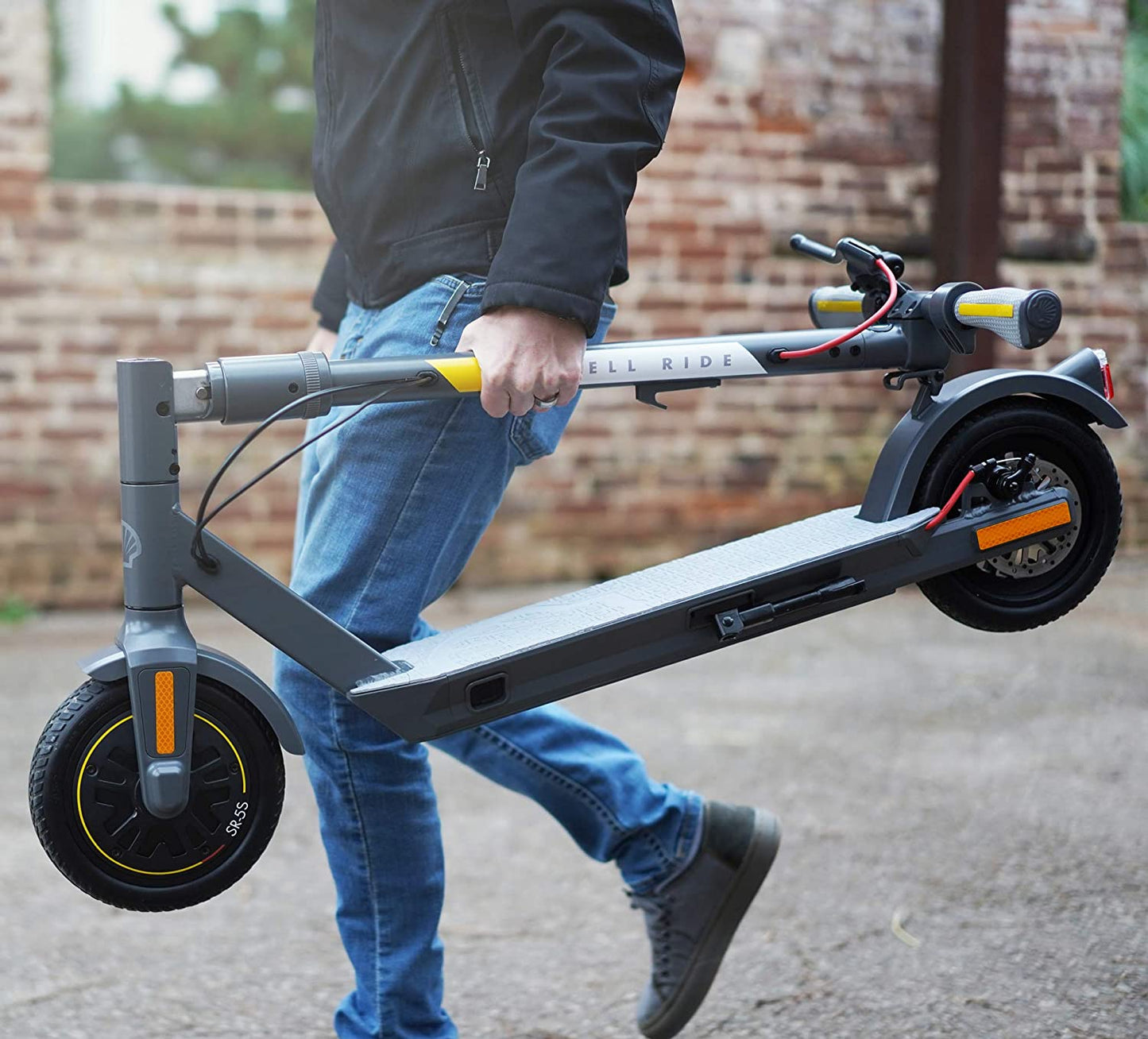 SHELL Patinete eléctrico plegable para adultos, velocidad máxima de 15 a 20 MPH E09