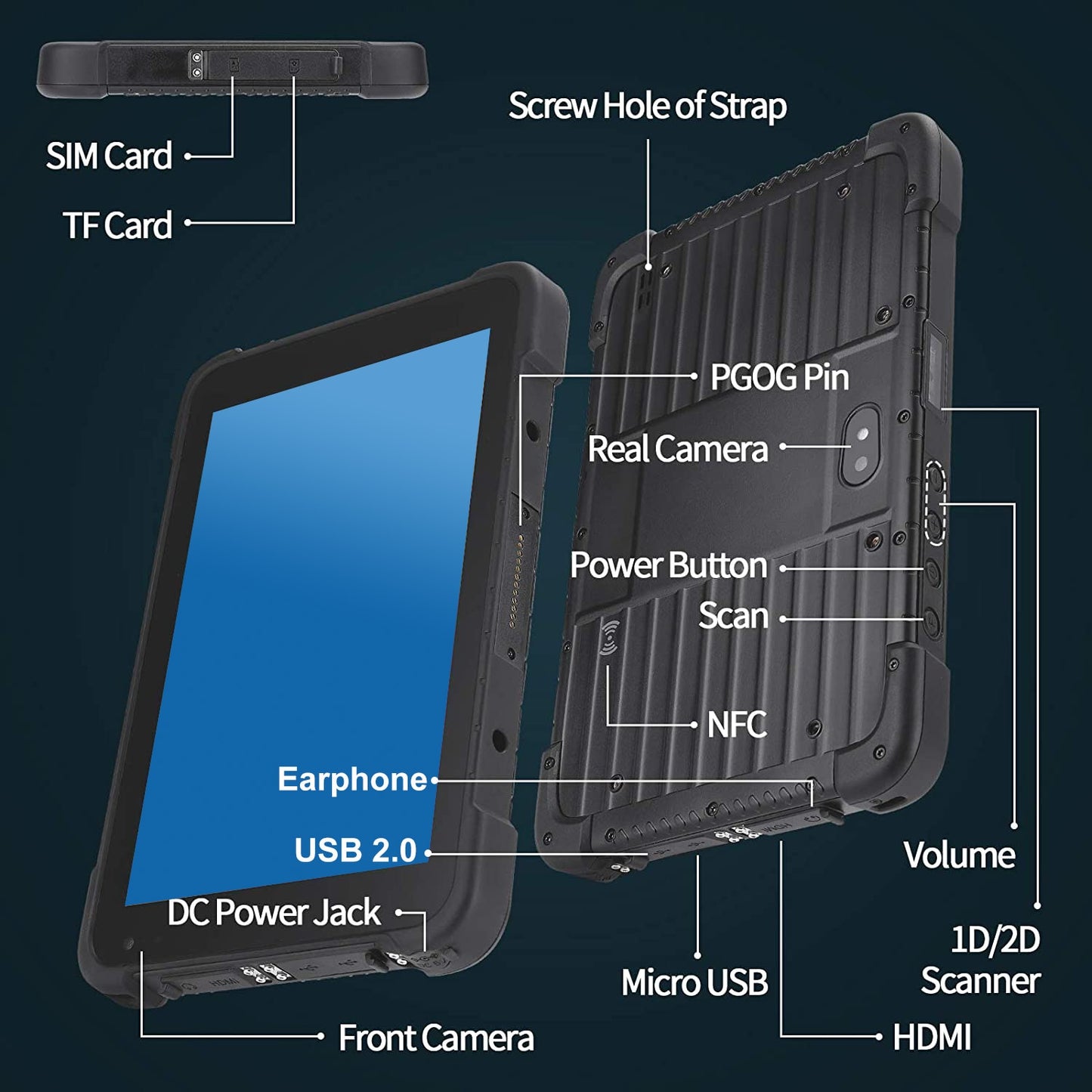 Tableta RUGGED 8" con Windows 10 PDA 2gb ram 64gb rom