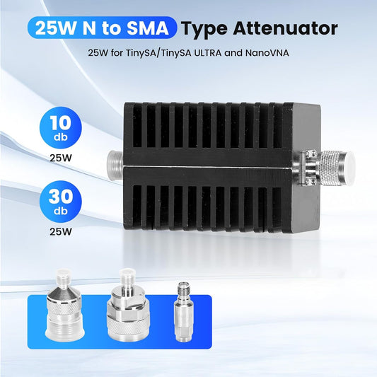 Analizador de ultra espectro TinySA actualizado 2023 con atenuador de 25 W, SeeSii 4.0 pulgadas, 100 kHz a 5.3 GHz, analizador de frecuencia pequeña portátil con tarjeta de 32 GB, entrada UHF de 100 kHz a 800 MHz MF/HF/VHF