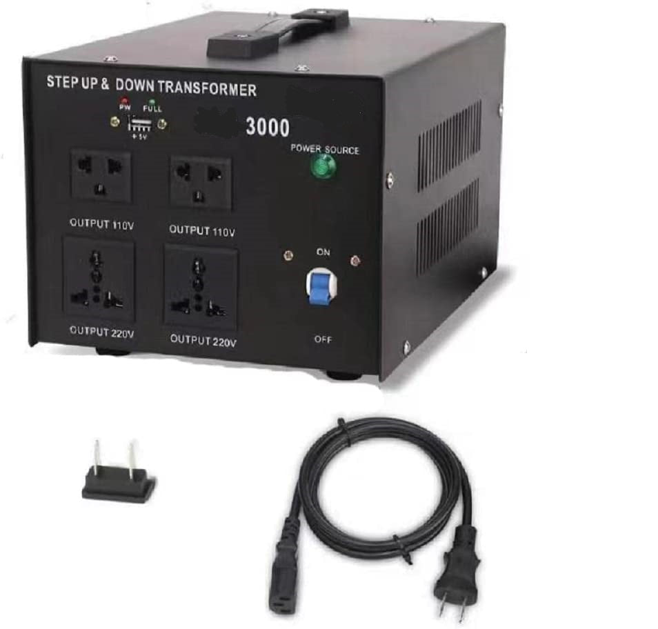 TRANSFORMADOR DE VOLTAJE DC 220V 240V > AC 100V CON SELECTOR DE VOLTAJE SALIDA DETECCIÓN AUTOMÁTICA DE 3000W Y 4 OUTLETS