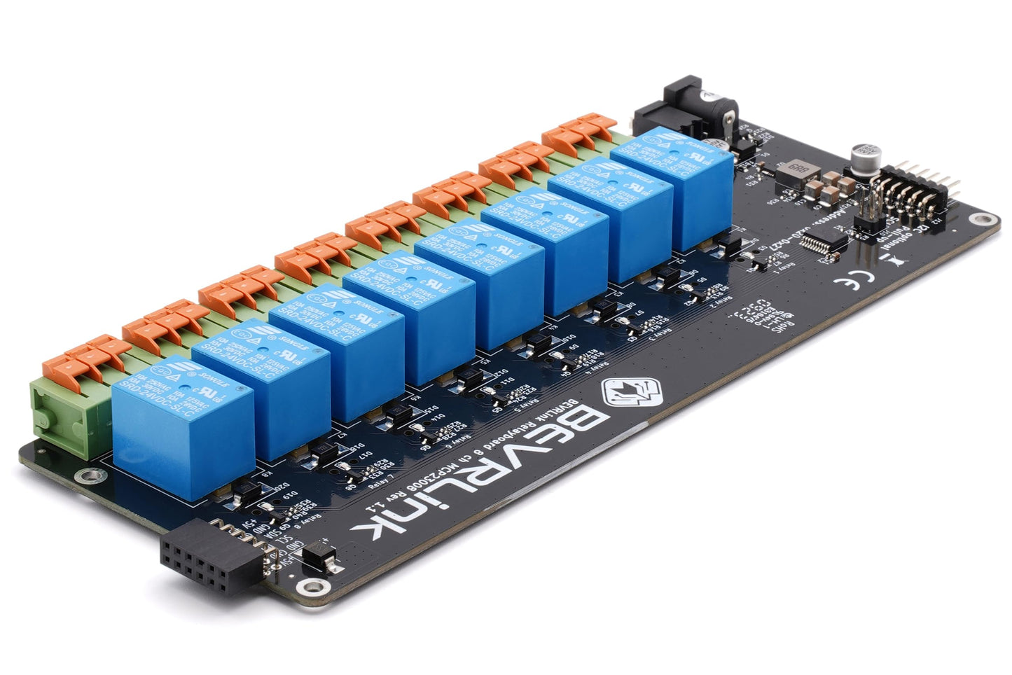 BEVRLink Relé de 8 canales 5V V1 | 8 CH | para Raspberry Pi, Arduino, ESP32, ESP8266, otros ordenadores y microcontroladores de una sola placa | I2C | GPIO