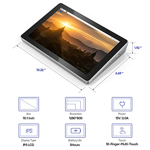 SunFounder RasPad 3.0 - Una tablet todo en uno para Raspberry Pi 4B con visualización táctil de 10.1 pulgadas y batería integrada para proyectos de IoT, programación, juegos, impresión 3D