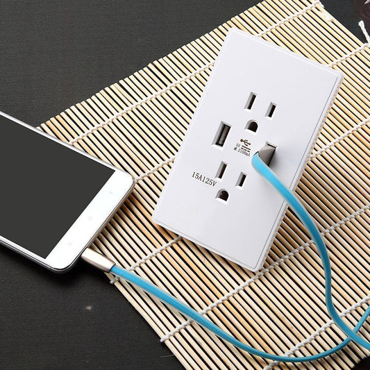 Dual USB Port Wall Socket Charger AC Power Receptacle Outlet Plate Power Adapter