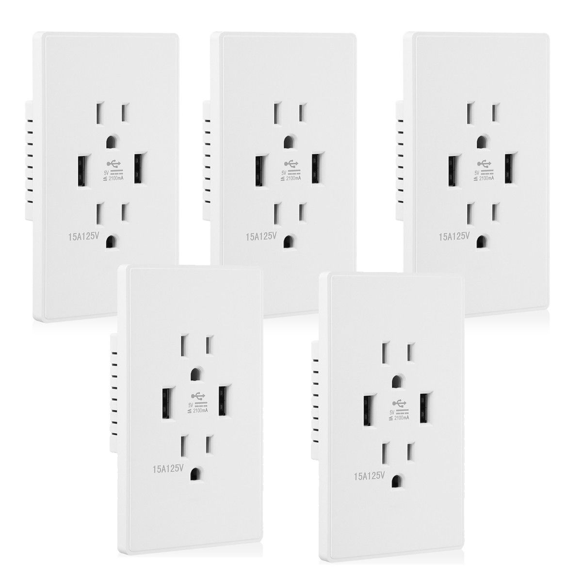 RECEPTACULO CON 2 ENCHUFES Y DOS PUERTOS USB 5V 2A DE PARED 110V-250V