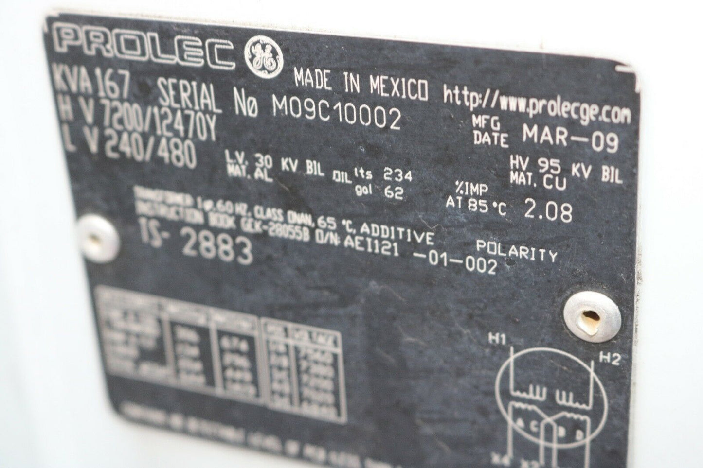 NEW PROLEC 167 KVA POLE TRANSFORMER TS-2883