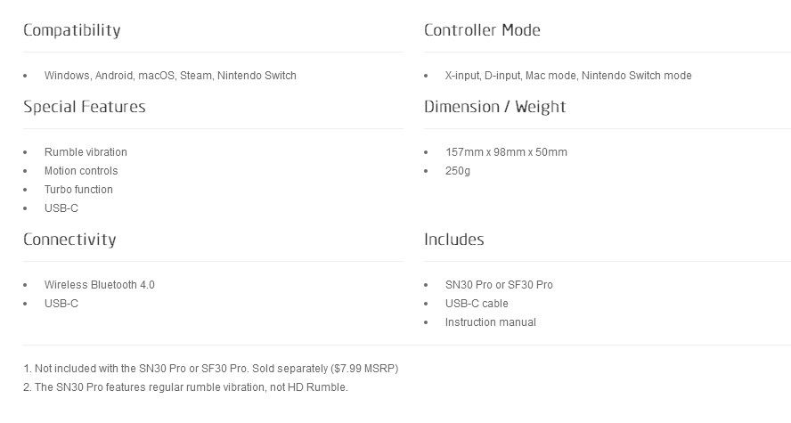 NEW!8Bitdo SF30 Pro Gamepad Controller for Nintendo Switch Windows macOS Android