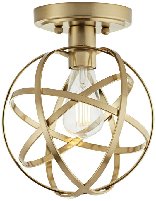 Industrial Atom 8" Wide Brass LED Ceiling Light