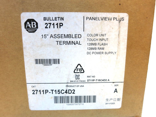 NEW Allen Bradley 2711P-T15C4D2 Ser A PanelView Plus 1500 Terminal PLC RDT15C