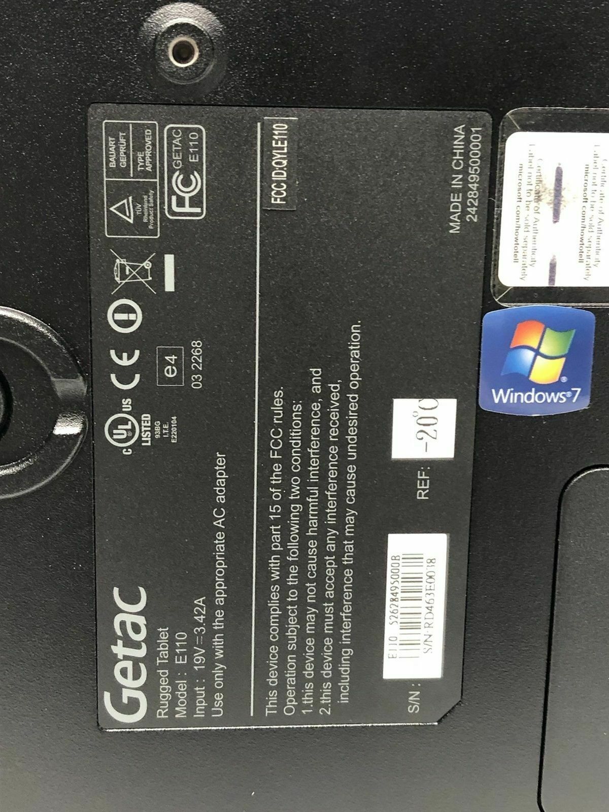 GETAC RUGGED TABLET MODEL E110 ***NEW IN BOX WITH ACCESSORIES*** NICE!!