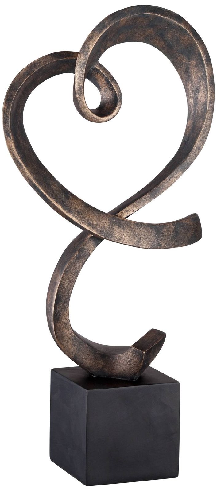 Swirling Heart 17 1/4" High Sculpture in Brushed Nickel