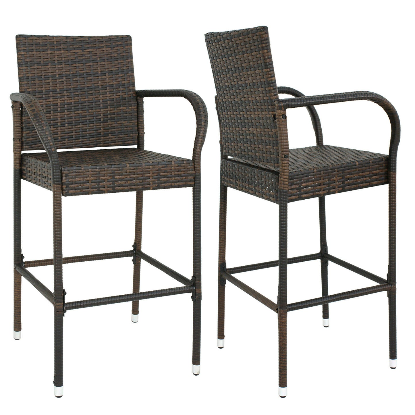 Outdoor Wicker Bar Stool Set of 2 Rattan Bar stools Dining Chair Garden Club