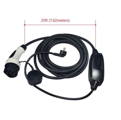EV Electric Car Charger Level 2 EVSE 220V 16A 25ft Cord 62196-2 Europe Schuko