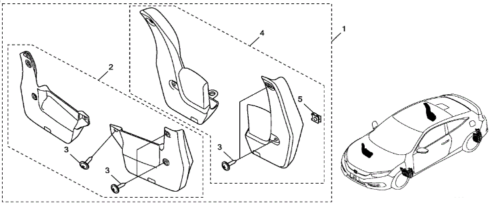 Genuine Honda Splash Guard Mud Flap Kit Fits: 2017-2020 Civic SI 2dr Coupe
