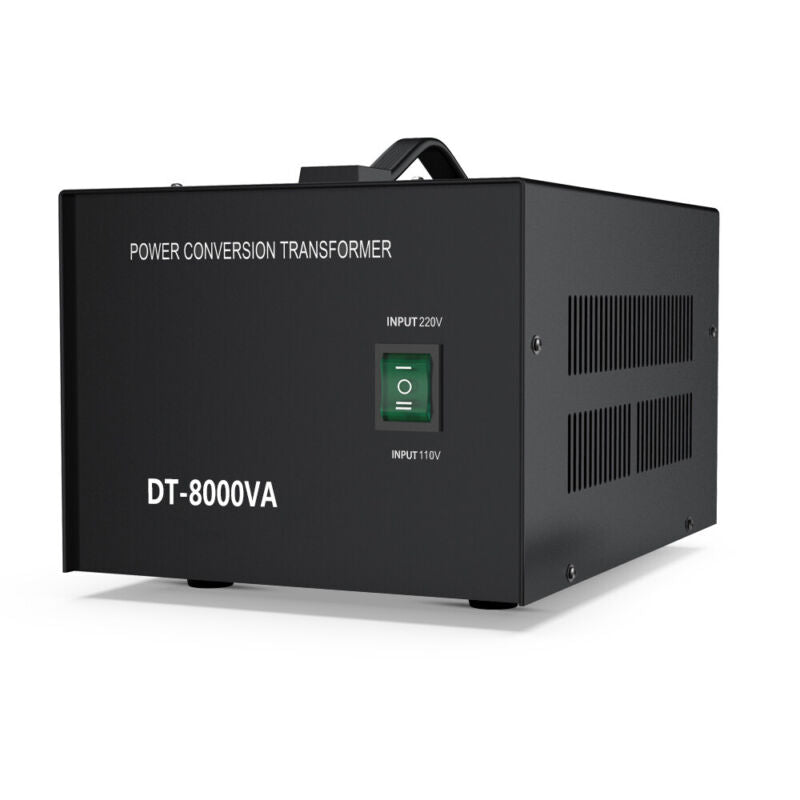 8000W CONVERTIDOR DE VOLTAJE 110v-220v Y 220v-110v - 4 OUTLETS CON AGARRADERA E INTERRUPTOR