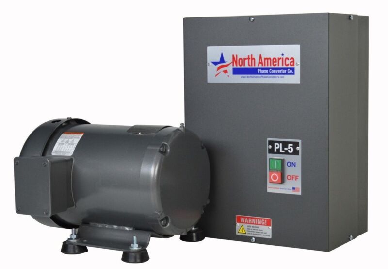 PL-5-T Pro-Line 5HP Rotary Phase Converter w/ TEFC Idler Motor-Built In Starter