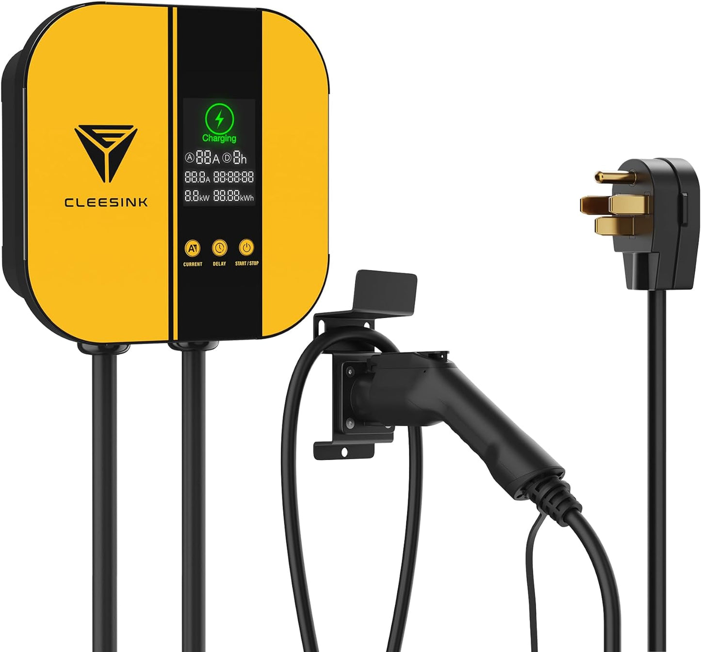 CLEESINK Cargador EV de nivel 2, estación de carga de vehículos eléctricos para interiores y exteriores, 40 A 240 V, NEMA 14-50, cable de 23 pies con certificación UL. 4-2687602YL