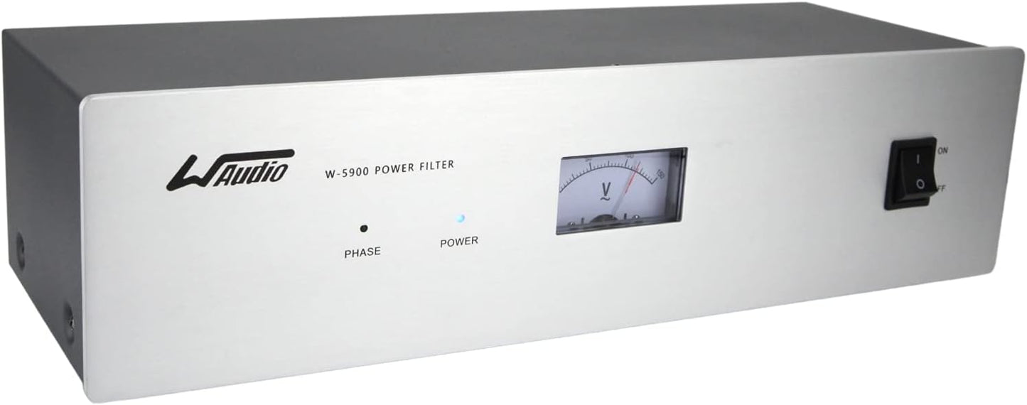 WAudio Acondicionador de energía de ruido de CA - Purificador de red de audio y video Filtro de ruido Protector de sobretensiones con enchufes estándar de EE. UU. (plata)
