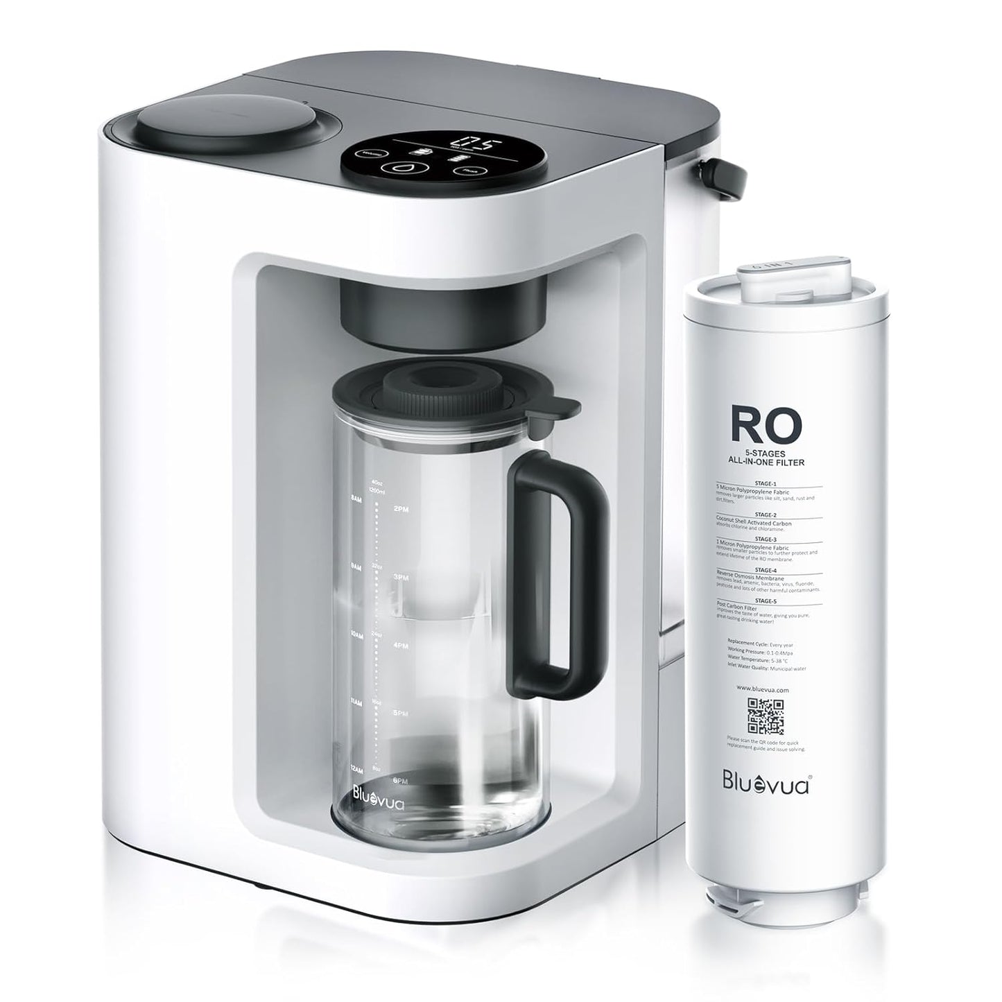 Bluevua RO100ROPOT-LITE - Sistema de filtro de agua de ósmosis inversa para encimera, purificación de 5 etapas, 3:1 de puro a drenaje, purificador de agua portátil (no requiere instalación) (azul)