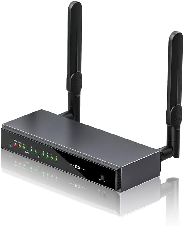 AIMIBO Transmisor y receptor inalámbrico HDMI, compatible con múltiples RX (1 x 8), extensor de control inalámbrico KVM/IR de 5.8 G (656 pies/656.2 ft) para transmitir video a HDTV/proyector/monitor con bucle HDMI
